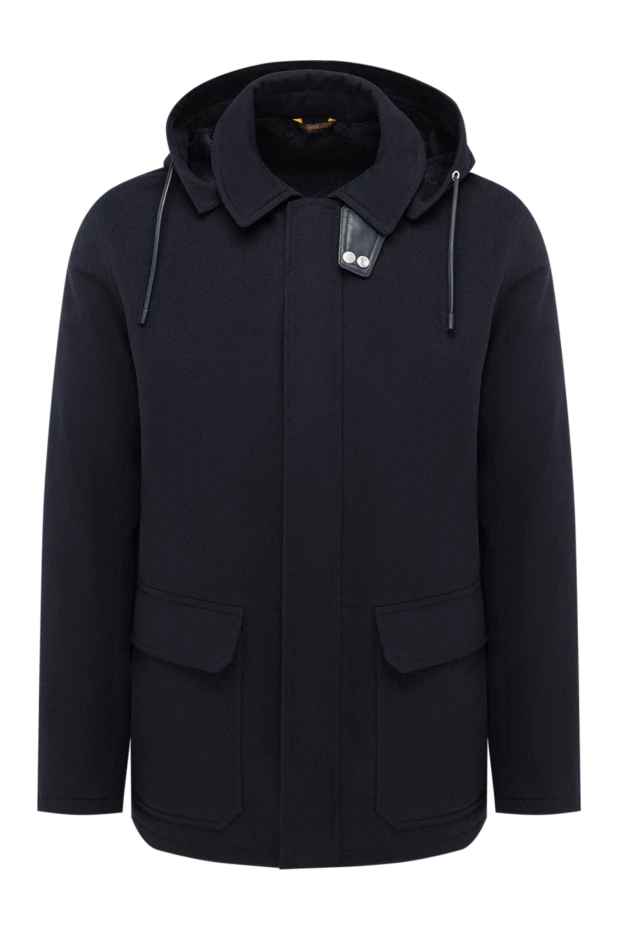 Men's cashmere parka jacket with fur and turn-down collar - photo 1