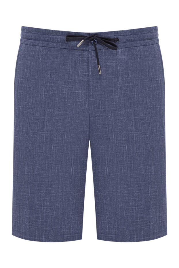 Men's textured summer Bermuda shorts in blue denim - photo 1