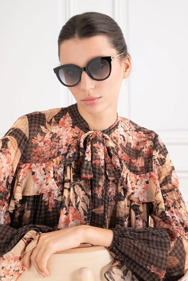 Chopard black sunglasses with round lenses and thin gold temples 195112 - photo 2