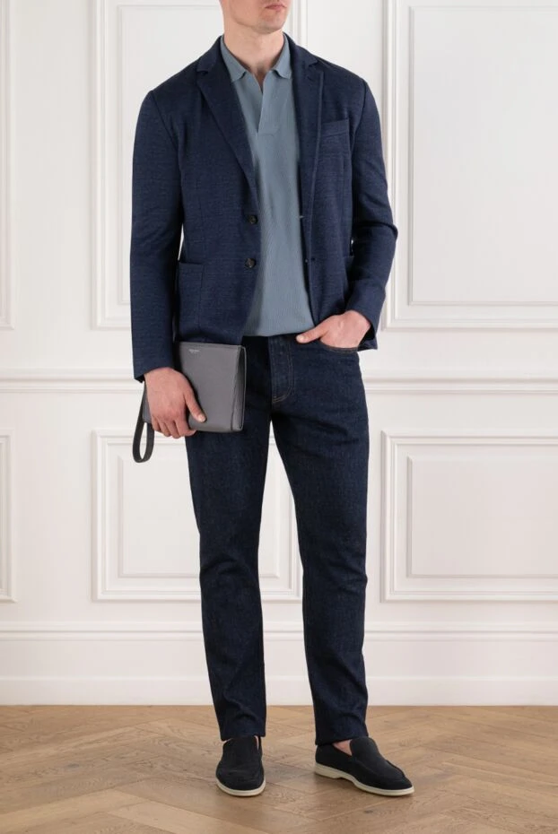 Loro Piana single-breasted blazer in blue linen and wool 195133 - photo 2