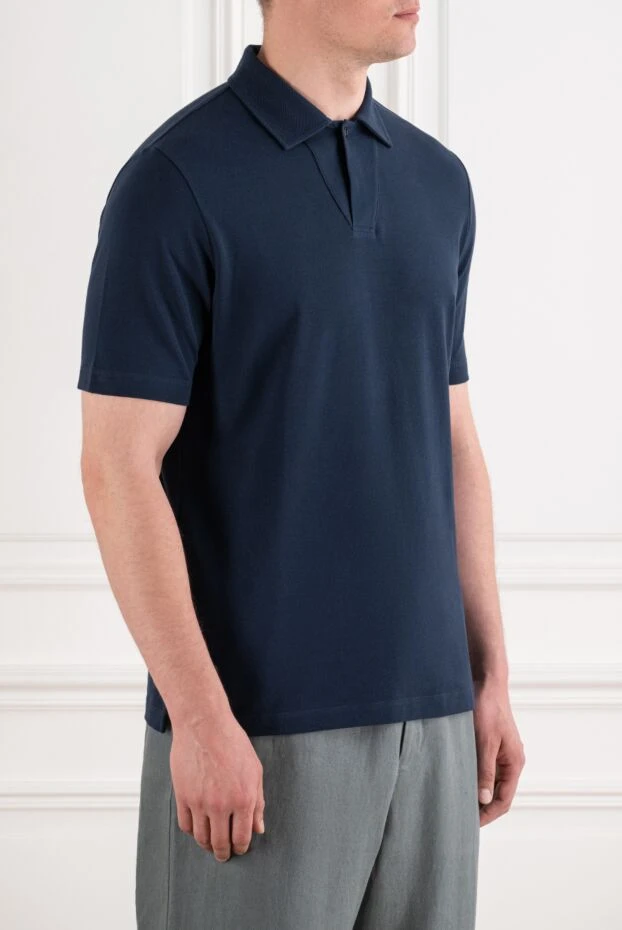 Loro Piana dark blue cotton polo shirt with a button placket 195134 - photo 3