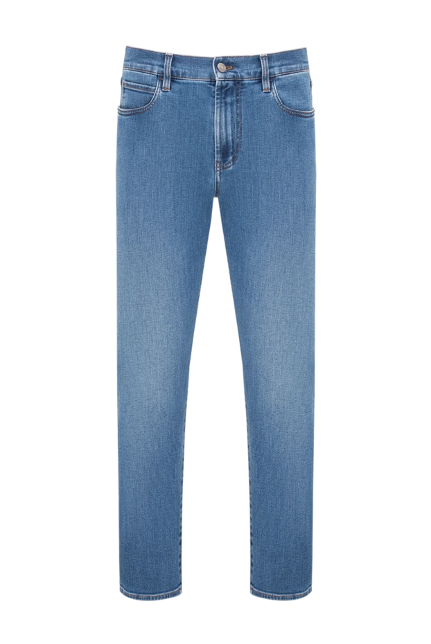 Loro Piana мужские прямые голубые джинсы quarona с лаконичным кожаным патчем 195143 - фото 1