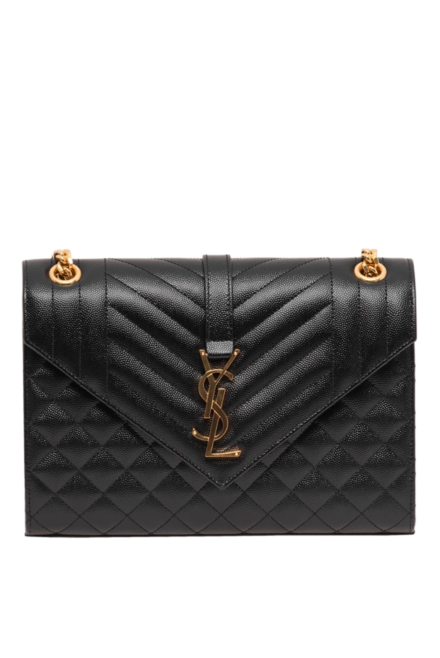 Saint Laurent grain de poudre былғарысынан жасалған классикалық қара түсті қапсырма сөмке 195151 - фото 1