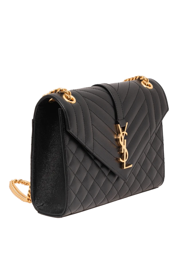 Saint Laurent grain de poudre былғарысынан жасалған классикалық қара түсті қапсырма сөмке 195151 - фото 3