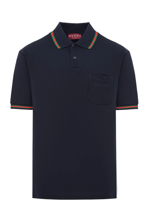Gucci navy blue cotton polo with web's signature red and green trim 195153 - photo 1