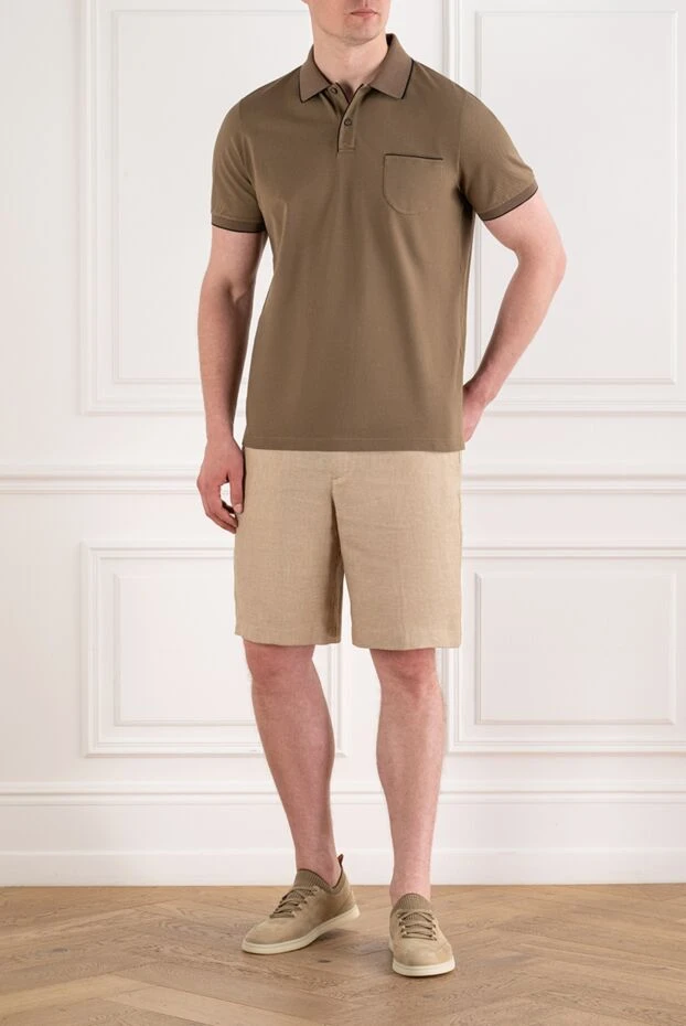 Loro Piana brown cotton polo shirt with pocket and contrast piping 195154 - photo 2
