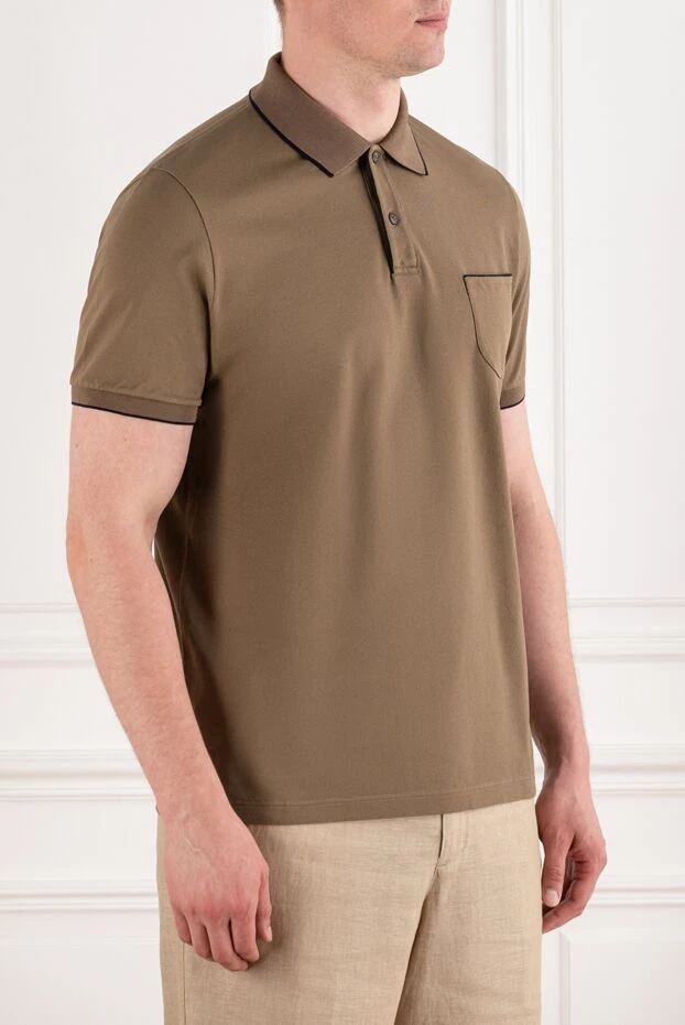 Loro Piana brown cotton polo shirt with pocket and contrast piping 195154 - photo 3