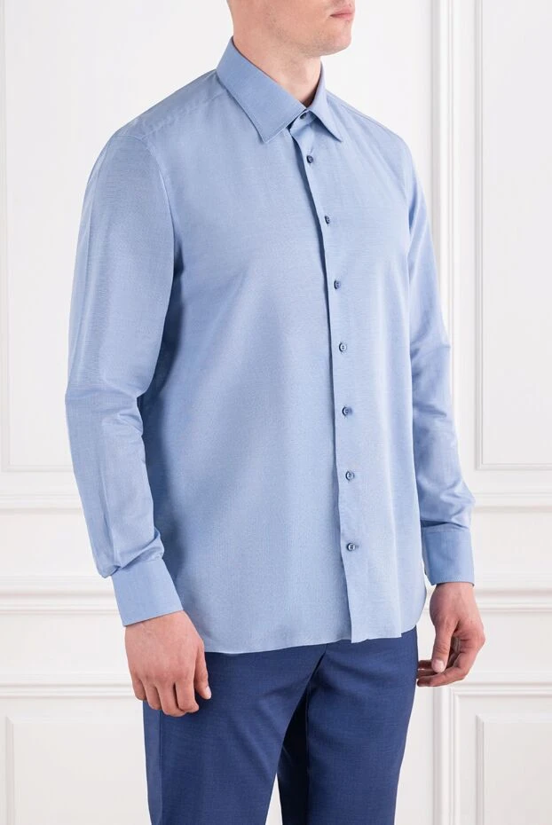 Zilli men's light blue cotton shirt with contrasting buttons 195192 - photo 3