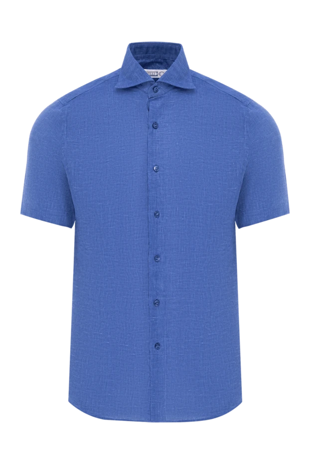 Zilli men's cornflower blue linen short sleeve shirt 195201 - photo 1