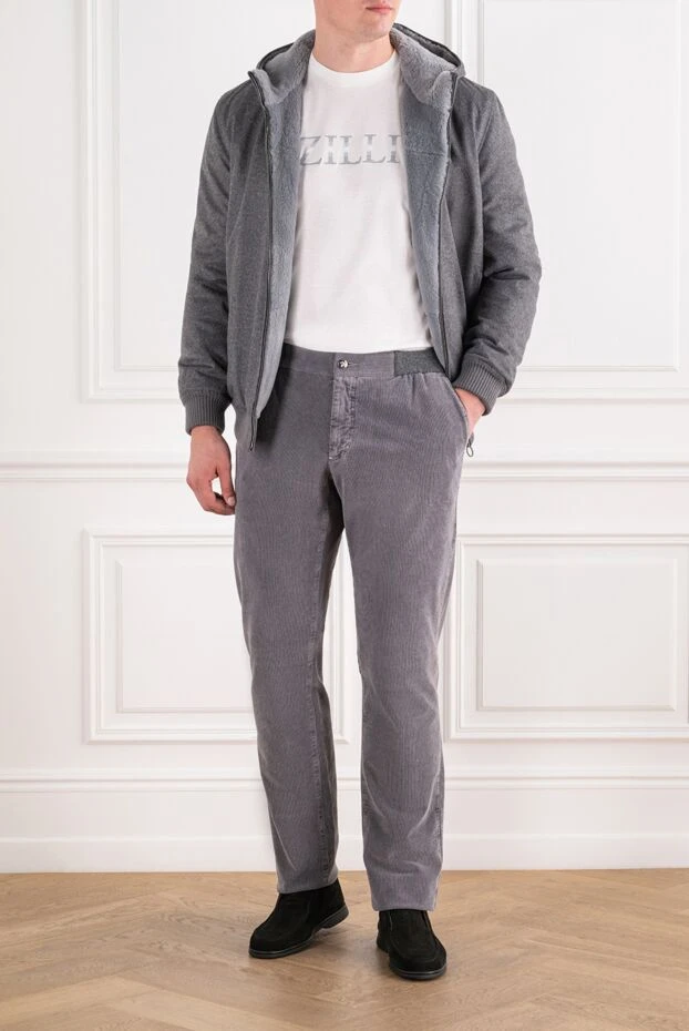 Zilli men's gray corduroy casual tapered trousers 195301 - photo 1