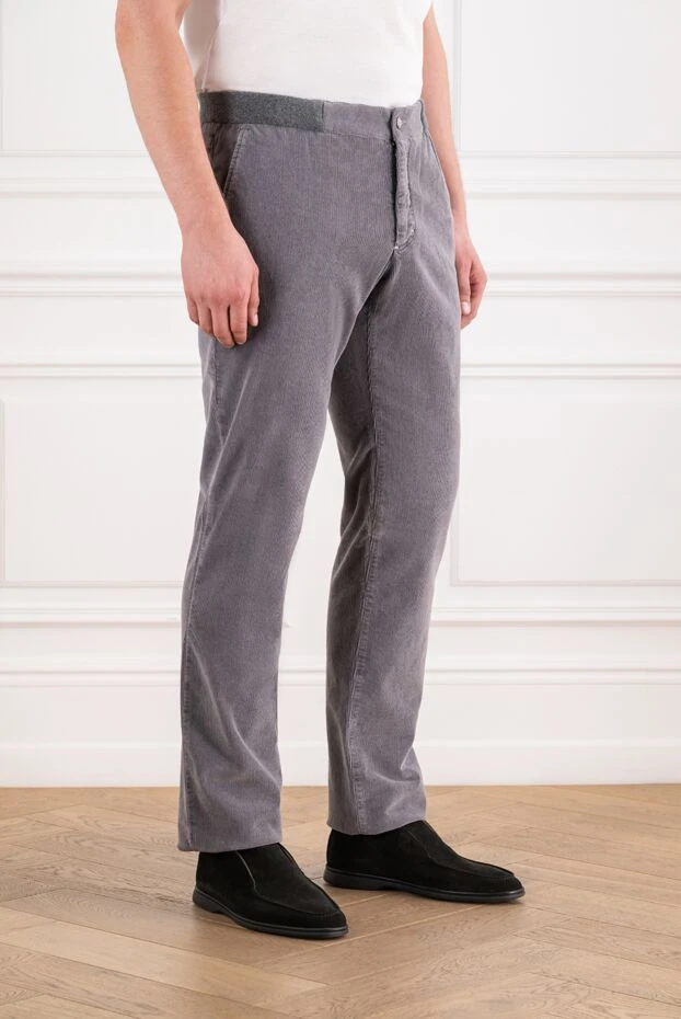 Zilli men's gray corduroy casual tapered trousers 195301 - photo 3