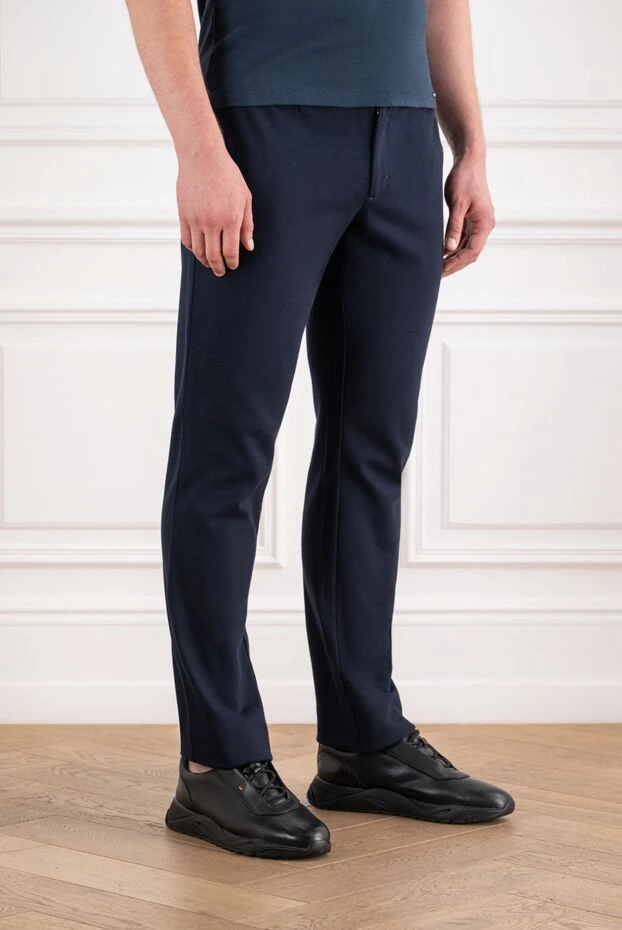 Zilli men's muted indigo blue knitted track pants 195334 - photo 3