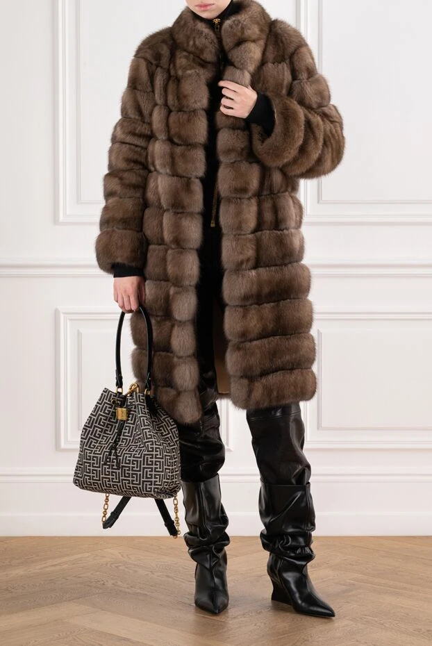 FG Furs көлденең орналасуы бар тұтас barguzin бұлғын миджи пальтосы 195362 - фото 2