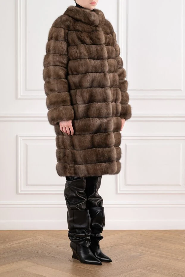 FG Furs көлденең орналасуы бар тұтас barguzin бұлғын миджи пальтосы 195362 - фото 3