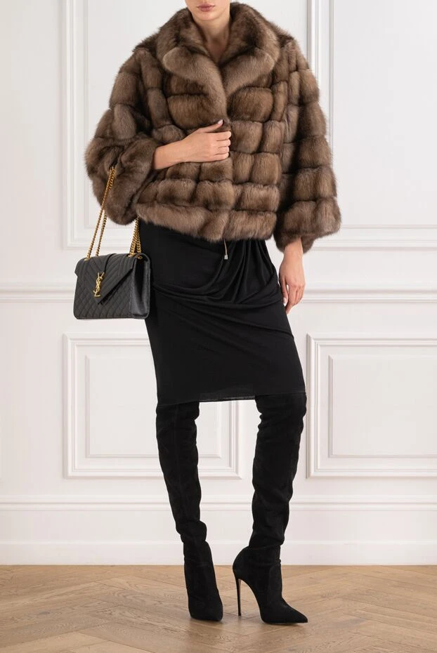 FG Furs короткая соболиная куртка-жакет с кулиской и горизонтальной раскладкой 195364 - фото 2