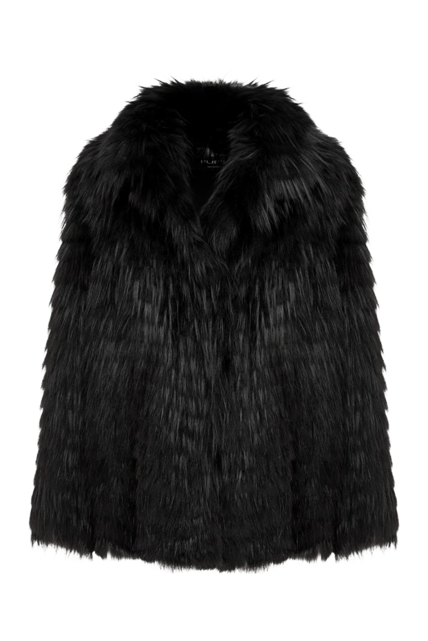 Black shortened long-haired fox fur coat-jacket - photo 1