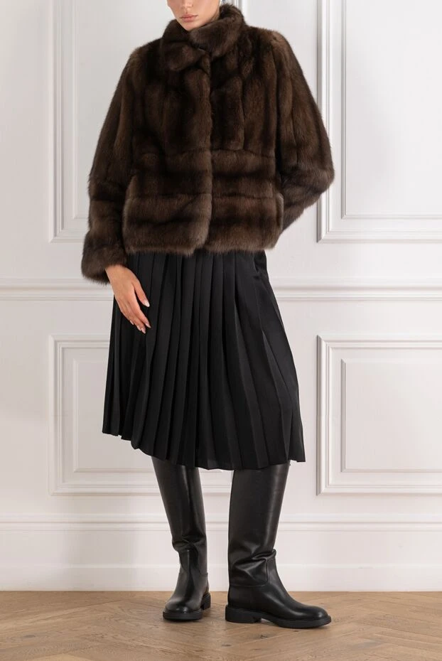 FG Furs короткая комбинированная куртка из вертикального и поперечного соболя 195375 - фото 2