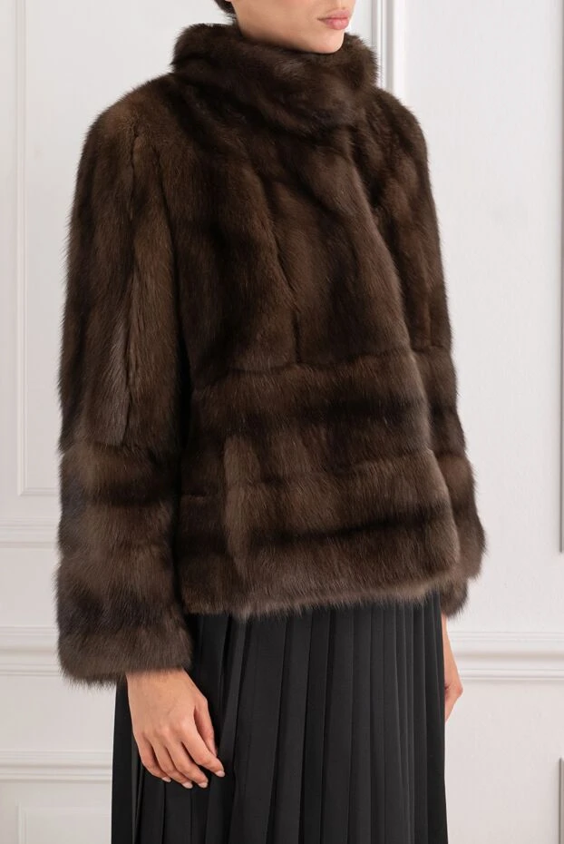 FG Furs короткая комбинированная куртка из вертикального и поперечного соболя 195375 - фото 3