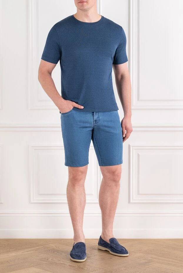Scissor Scriptor men's denim bermuda shorts with contrasting yellow embroidery 195377 - photo 3