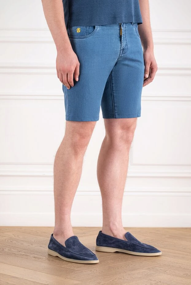 Scissor Scriptor men's denim bermuda shorts with contrasting yellow embroidery 195377 - photo 3