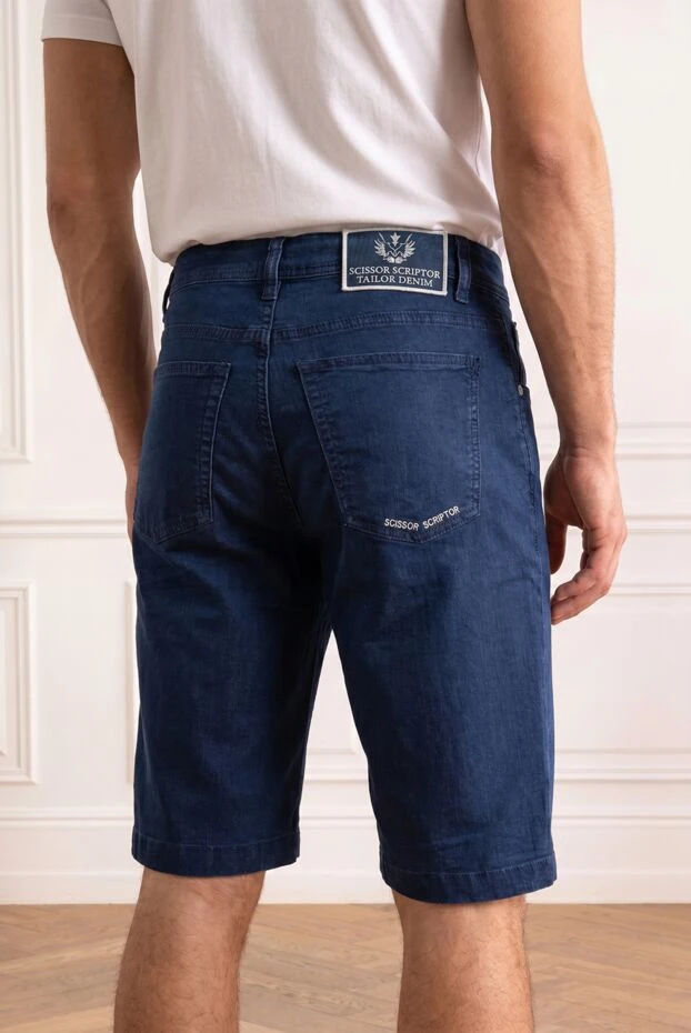 Men's denim Bermuda shorts with embroidered white logo - photo 2