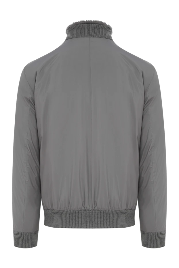 Seraphin men's gray fur-lined bomber jacket with a crocodile skin pocket 195389 - photo 3