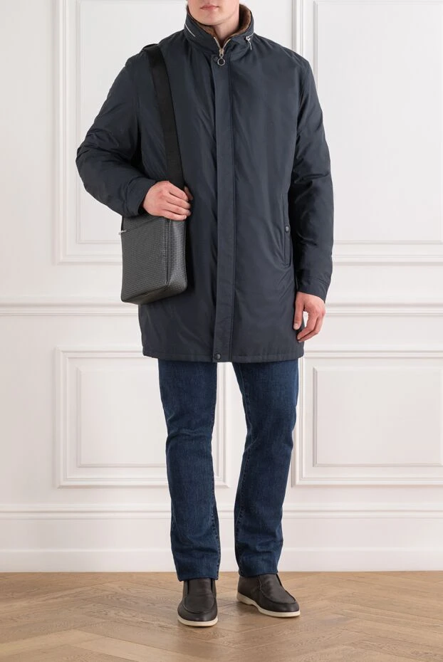 Men's nylon parka jacket lined with natural mink fur - photo 2