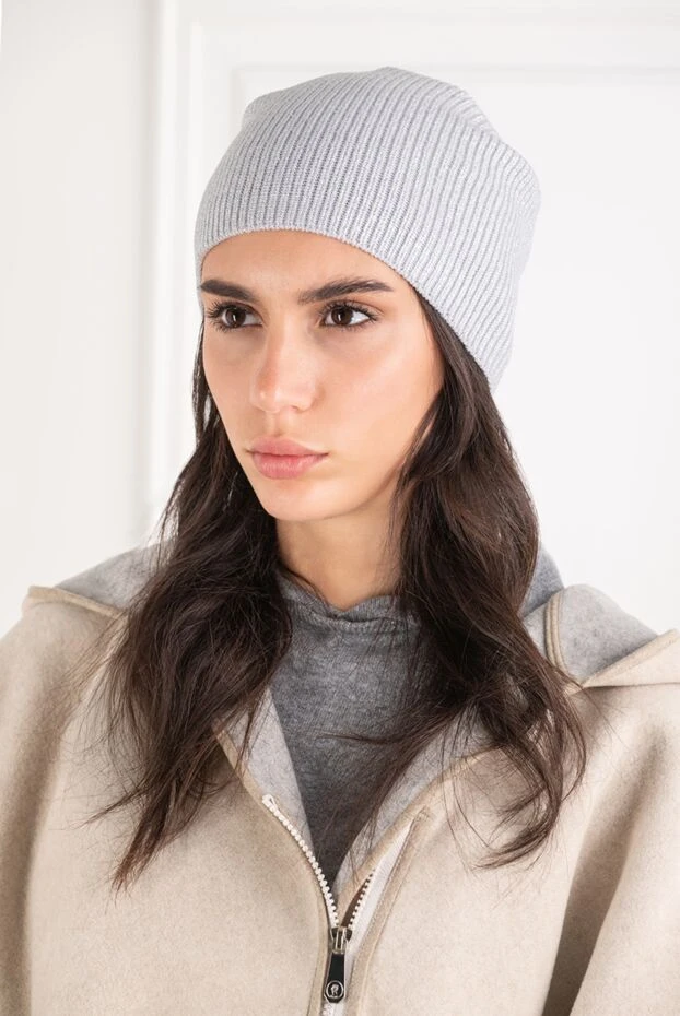 Premium quality grey ribbed knit wool beanie hat - photo 2