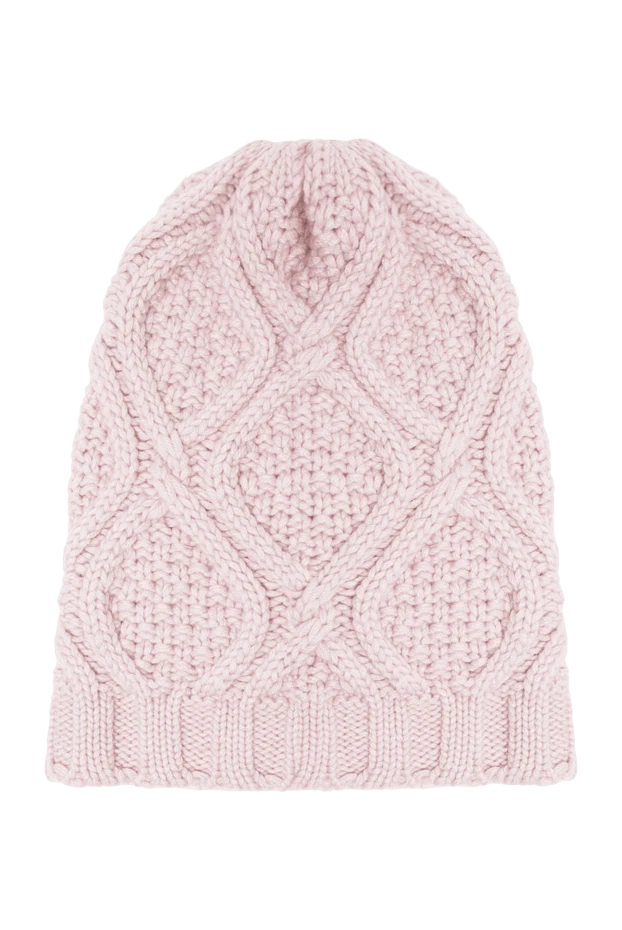 Panicale pink chunky knit wool beanie hat with voluminous diamonds 195415 - photo 1