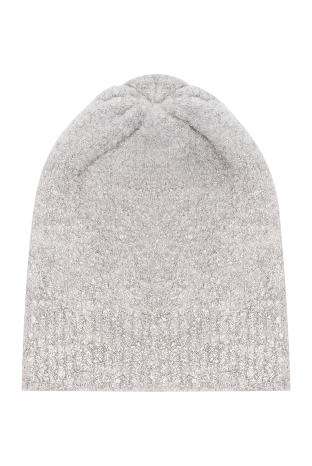 Panicale gray wool beanie hat in fluffy mohair with a slouchy fit 195418 - photo 1