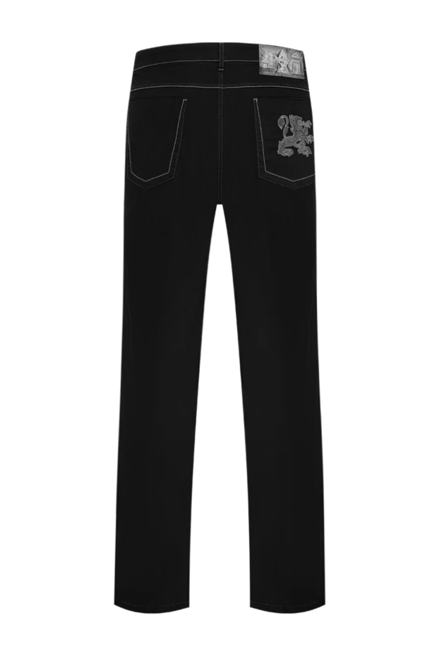 Zilli men's black skinny jeans with contrast stitching and heraldic embroidery 195601 - photo 2