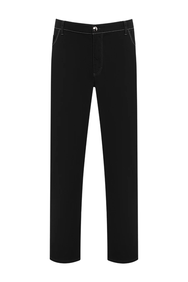 Men's black skinny jeans with heraldic lion embroidery on the pocket - photo 1