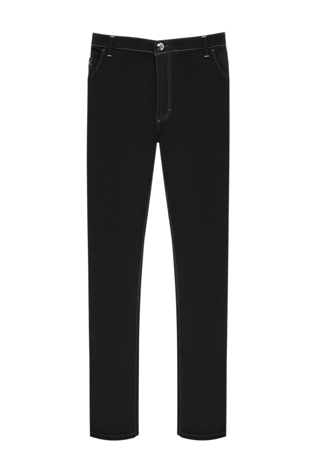 Men's black tapered jeans with a large outline monogram of the brand - photo 1