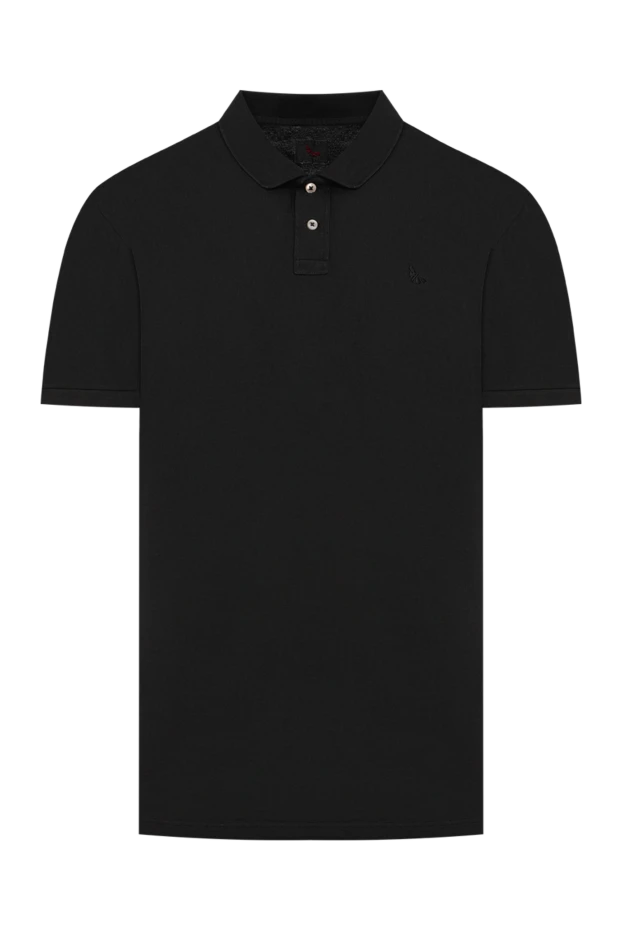 Men's black cotton polo shirt with simple embroidery - photo 1