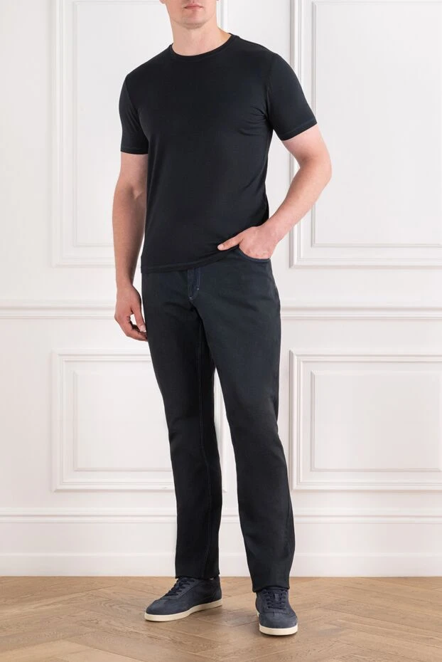 Men's basic straight-cut t-shirt in black - photo 2