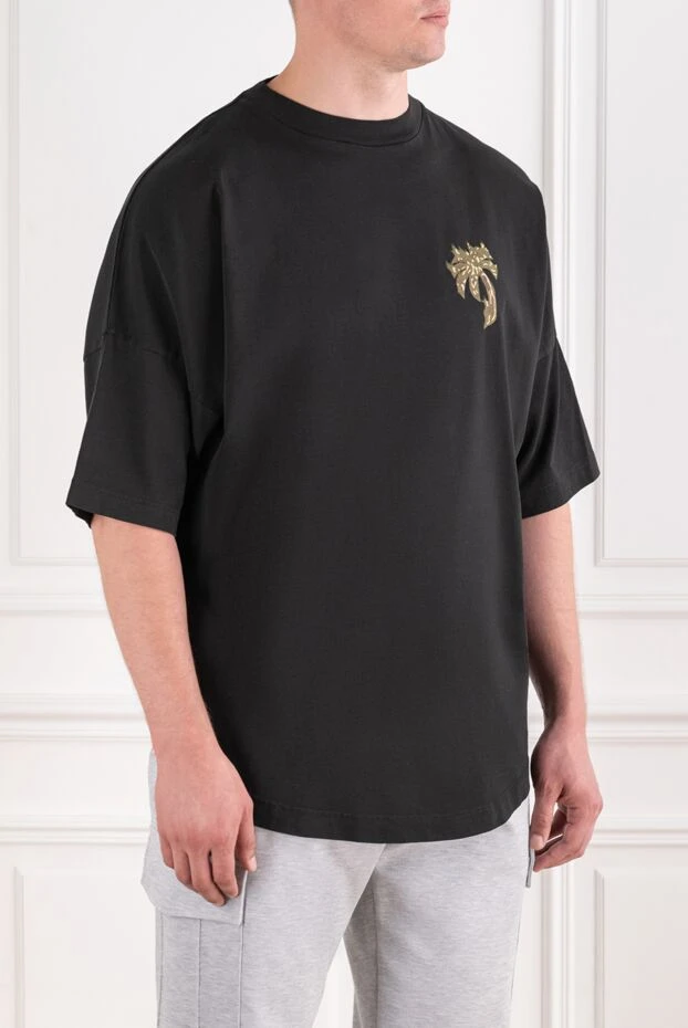 Palm Angels men's black cotton t-shirt with a print on the back 195669 - photo 3