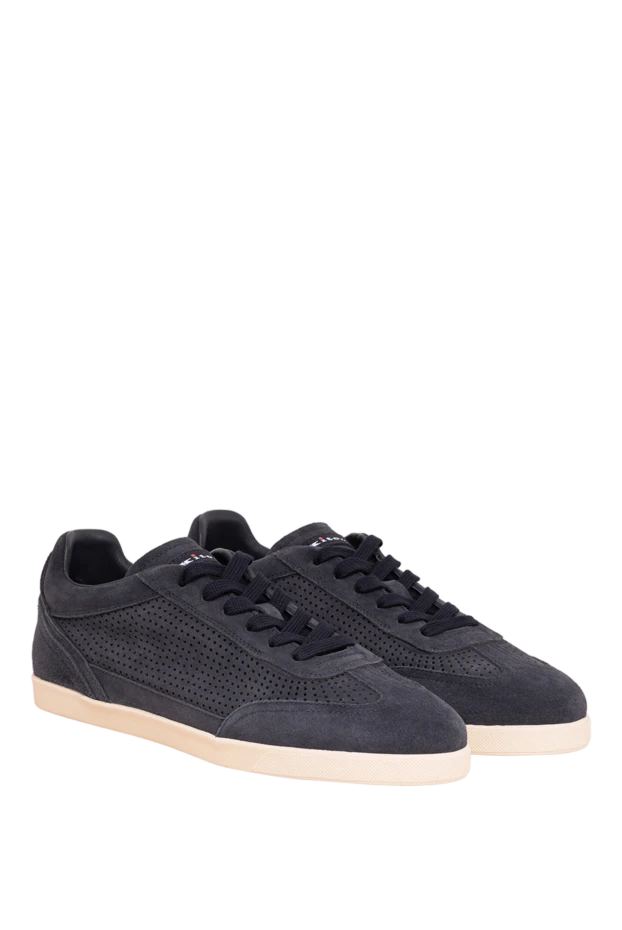 Kiton dark blue suede sneakers with perforations 195826 - photo 3