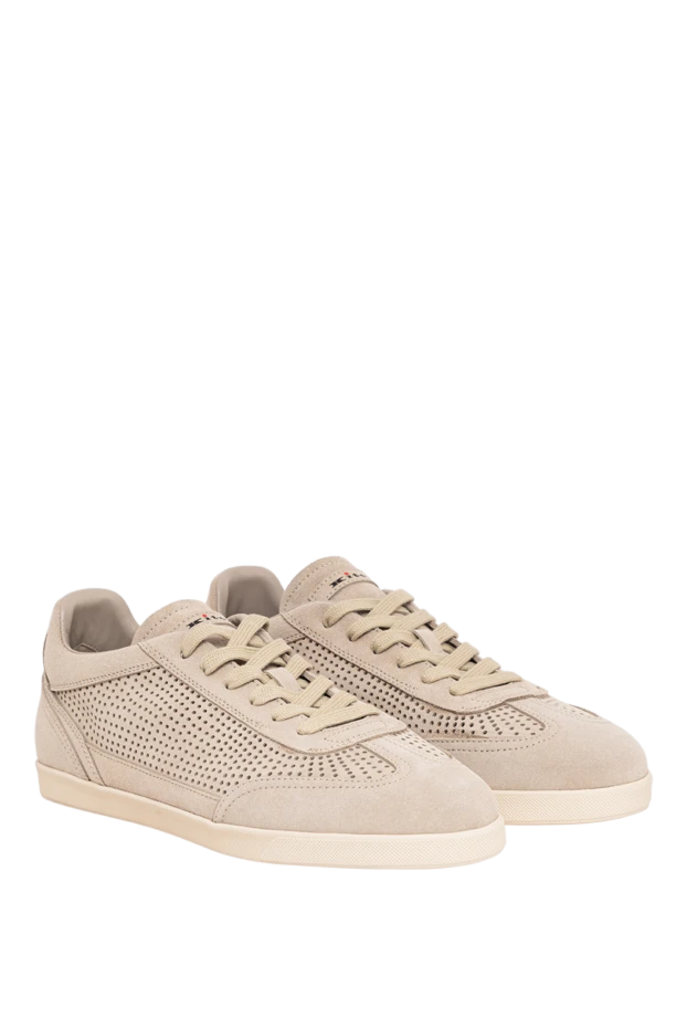 Kiton beige suede sneakers with perforations and a logo on the tongue 195829 - photo 3
