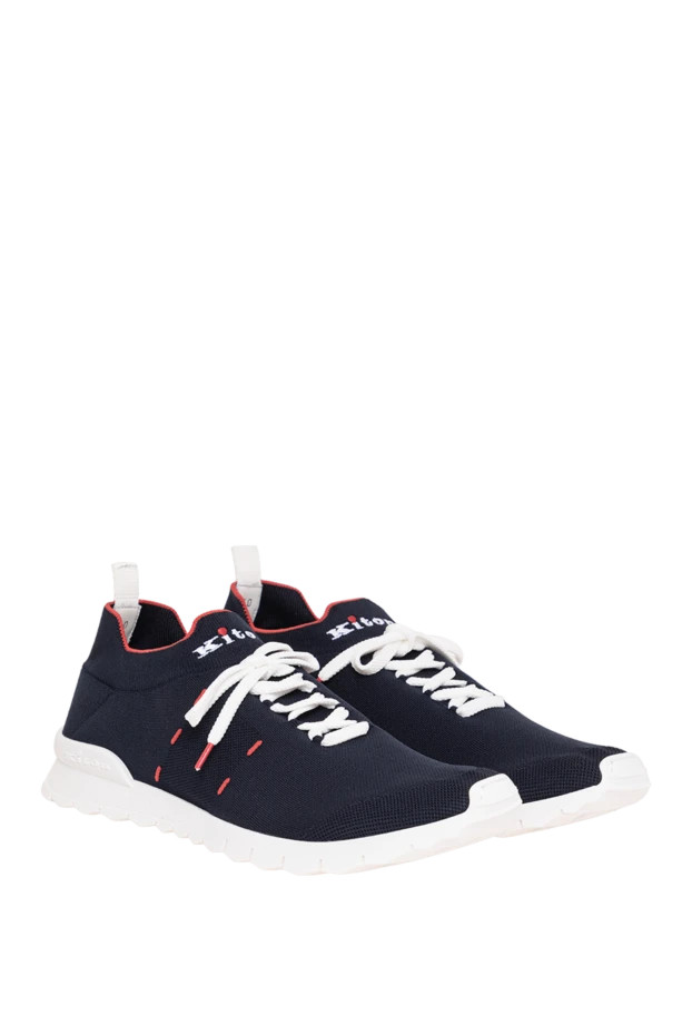 Kiton navy blue knit sock sneakers with scarlet trim 195832 - photo 3