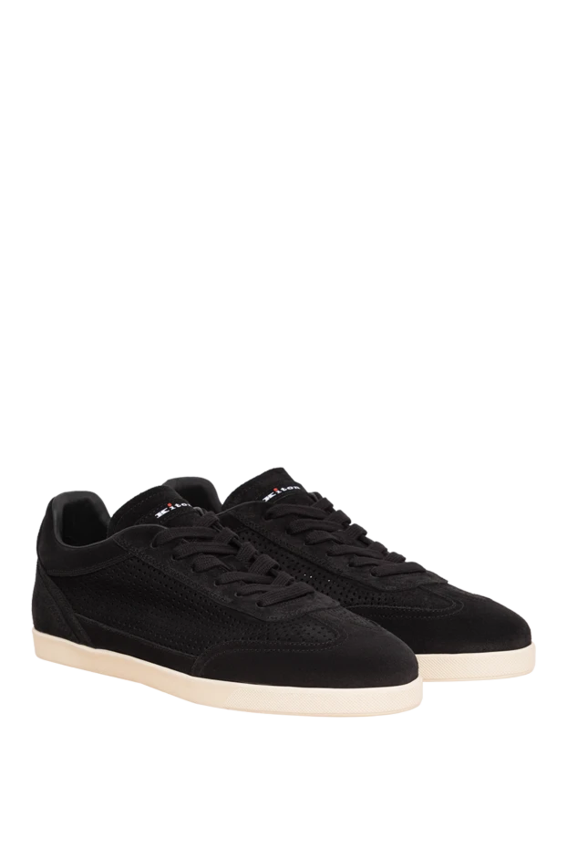 Kiton black suede sneakers with perforations and a contrasting sole 195833 - photo 3