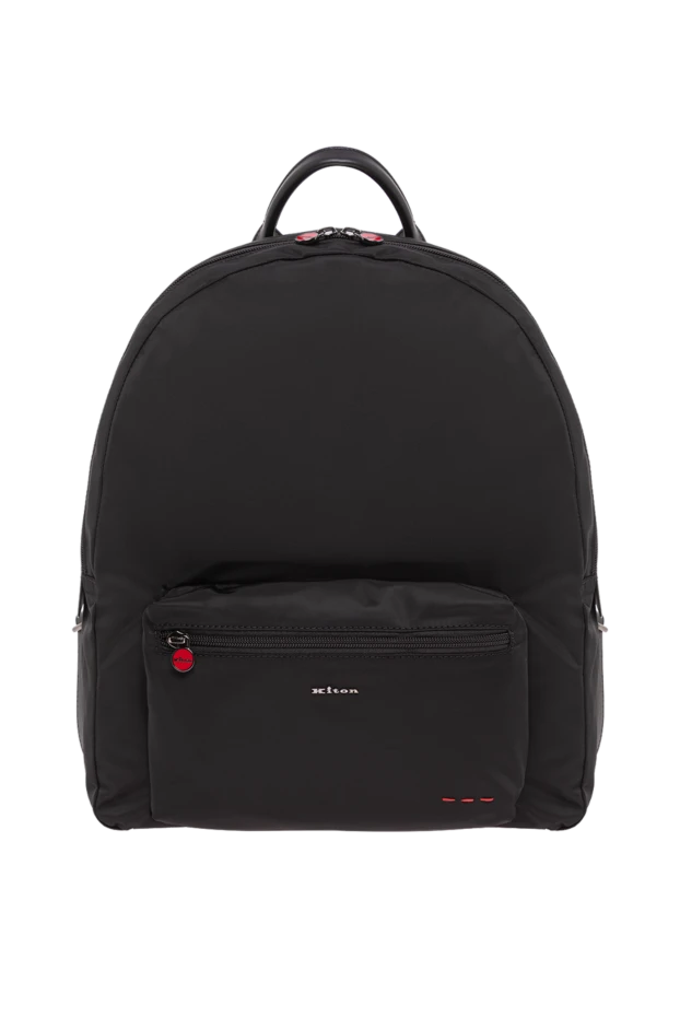 Black urban backpack made of high-tech textile with leather handles - photo 1