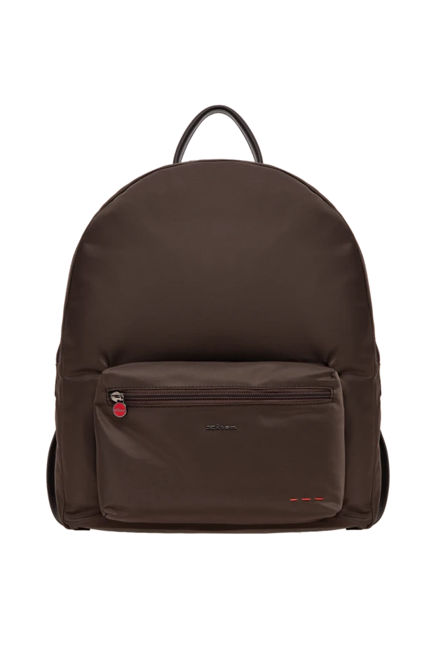 Brown urban backpack made of high-tech textile with leather handles - photo 1