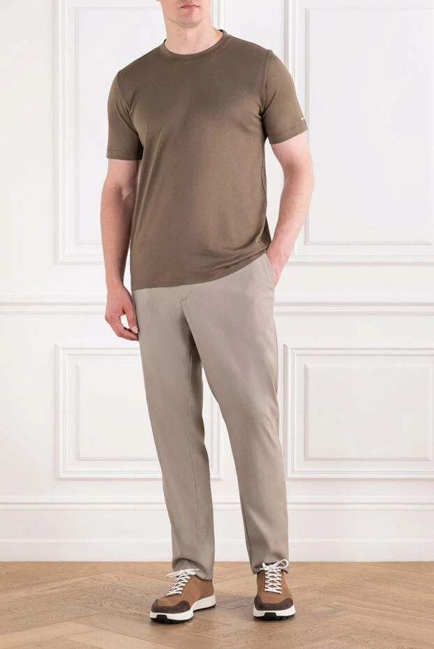 Men's basic straight-cut olive-brown t-shirt - photo 2