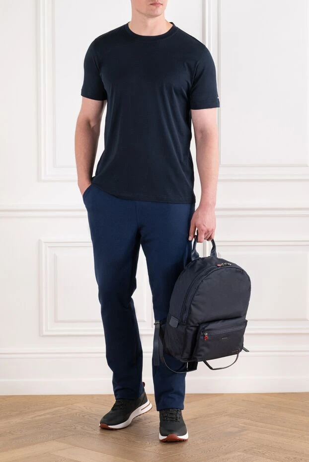Kiton ерлерге арналған қызыл түтікшесі бар қою көк мақта футболкасы 195853 - фото 2