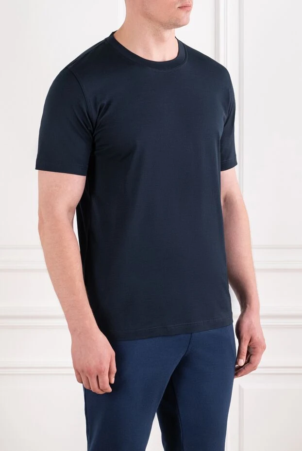 Kiton ерлерге арналған қызыл түтікшесі бар қою көк мақта футболкасы 195853 - фото 3