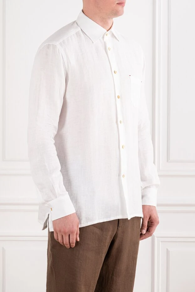 Kiton белая рубашка kiton с классическим воротником и нагрудным карманом 195867 - фото 3