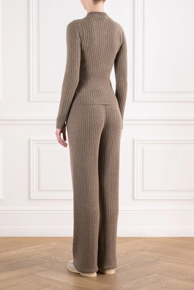 Loro Piana қоңыр түсті тоқылған қоңыр түсті, сыдырмалы кардиган және палаццо шалбарымен 195887 - фото 3