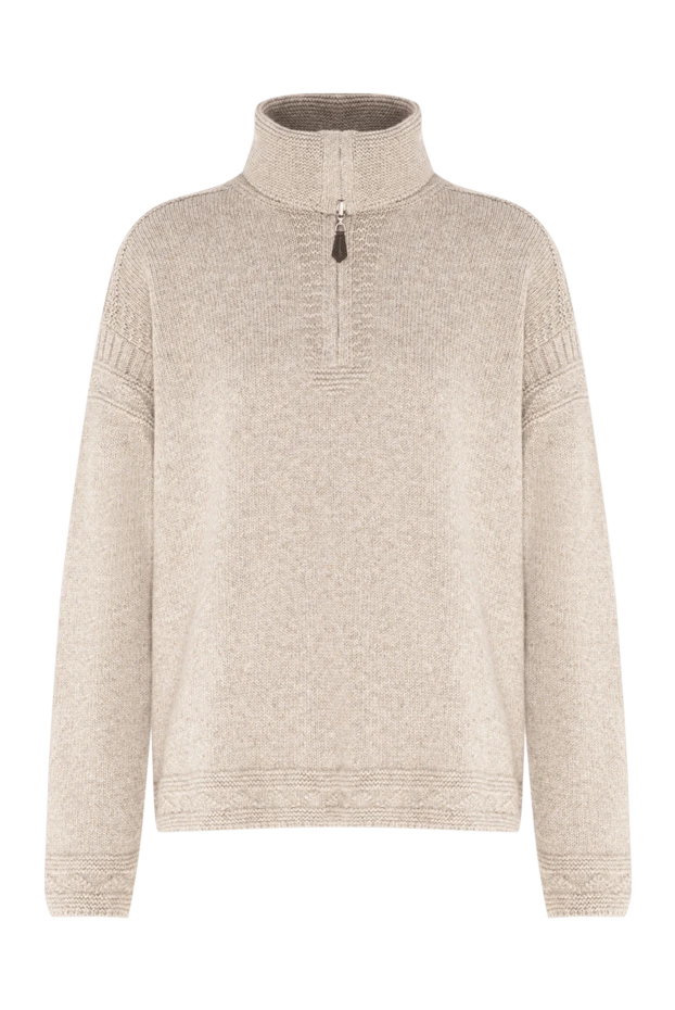 Loro Piana женский бежевый кашемировый джемпер на короткой молнии 195889 - фото 1