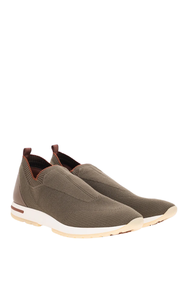 Loro Piana khaki-colored textile slip-on sneakers with a leather heel 195893 - photo 3