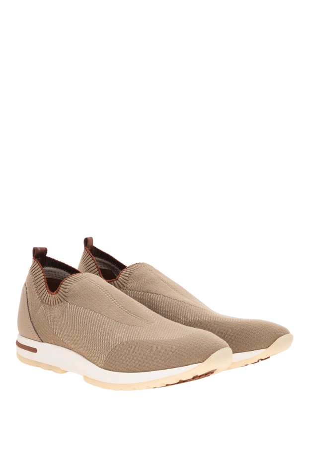 Loro Piana beige knit slip-on sneakers with signature kummel piping 195894 - photo 3
